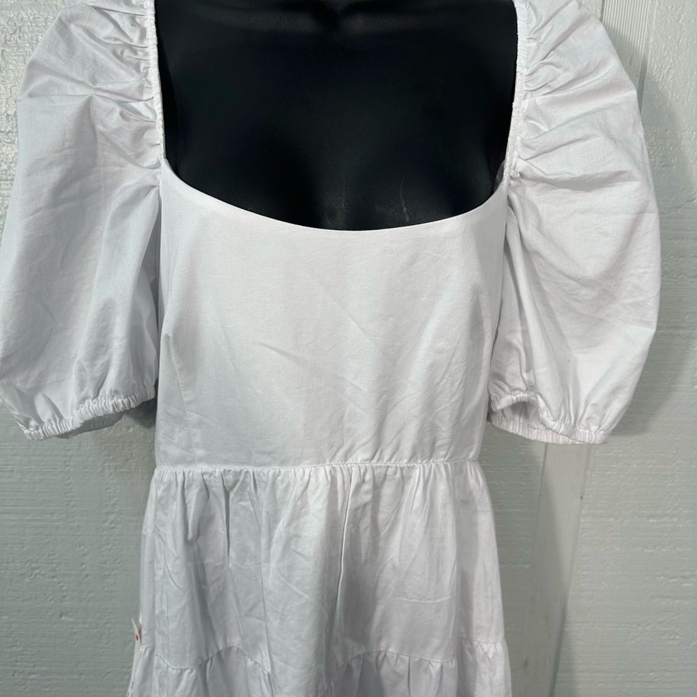 Bardot White High Low Puff Sleeve Dress Size 8 NWT - Picture 3 of 12